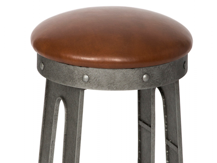 Wesley Allen Detroit Silver Bisque/Cantina Saddle Bonded Leather 26" Counter Height Stool 1