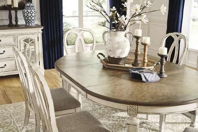 Signature Design by Ashley® Realyn Chipped White Oval Dining Room Extension Table-2
