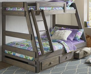 Simply Bunk Beds 209 Beige Twin/Full Bunk Bed with Underbed Storage