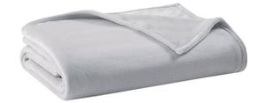 Olliix by Clean Spaces Grey Twin  Antimicrobial Plush Blanket