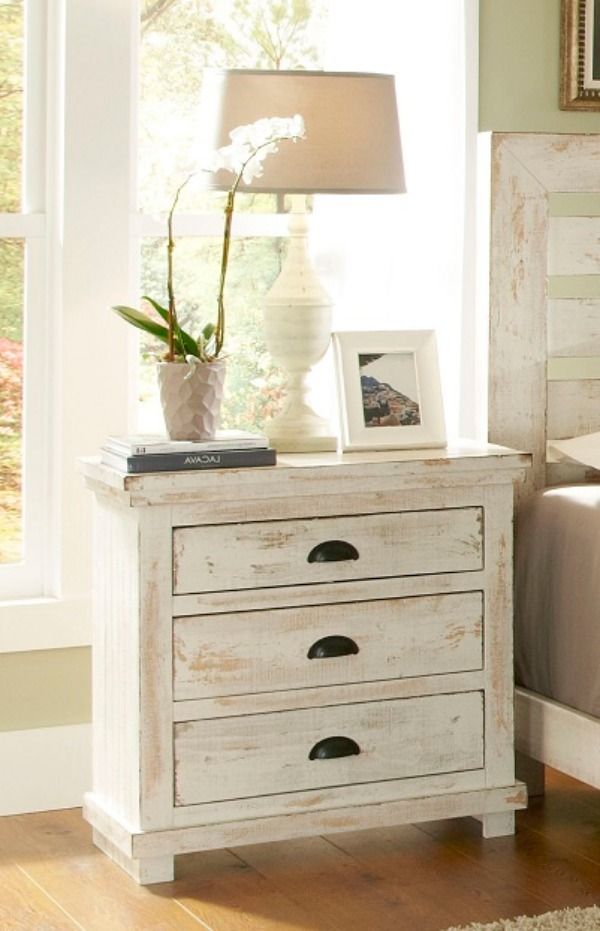 Progressive® Furniture Willow Distressed White Nightstand 1