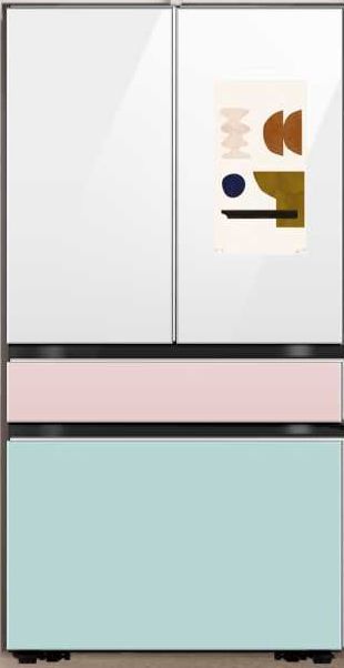 Samsung Bespoke 23 Cu. Ft. Custom Panel Ready/White Glass French Door Refrigerator with Family Hub™ 1