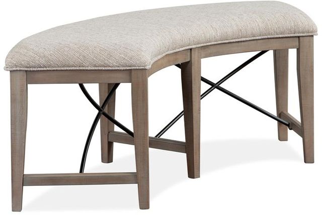 Magnussen Home® Paxton Place Dovetail Grey Curved Upholstered Bench 1