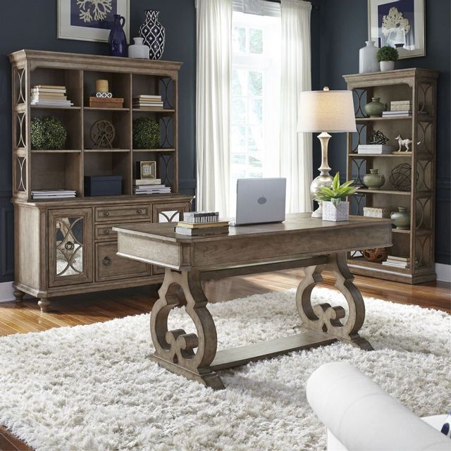 Liberty Furniture Simply Elegant Heathered Taupe 3 Piece Desk & Hutch Set-0