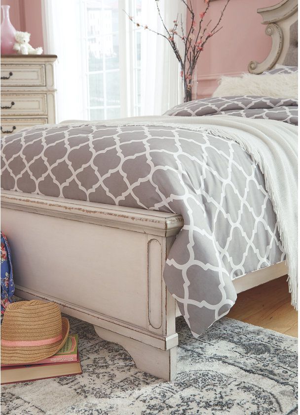 Signature Design by Ashley® Realyn Chipped White Twin Upholstered Panel Bed 5