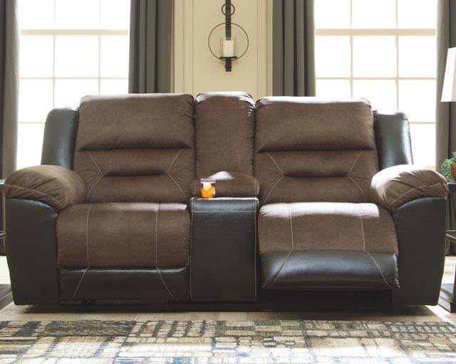 Signature Design by Ashley® Earhart Chestnut Double Reclining Loveseat with Console 31