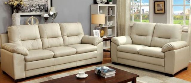 Furniture of America® Parma 2 Piece Ivory Sofa and Loveseat