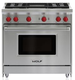 Wolf® 36" Stainless Steel Pro Style Natural Gas Range