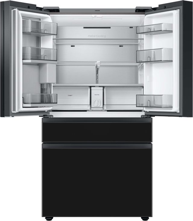Samsung Bespoke 23 Cu. Ft. Charcoal Glass/Custom Panel Ready French Door Refrigerator with Family Hub™ 4