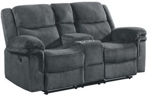 Elements International Lawrence Slate Glider Motion Loveseat with Console