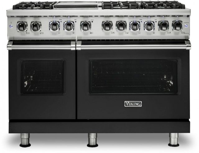 Viking® 5 Series 48" Cast Black Pro Style Dual Fuel Natural Gas Range with 12" Griddle