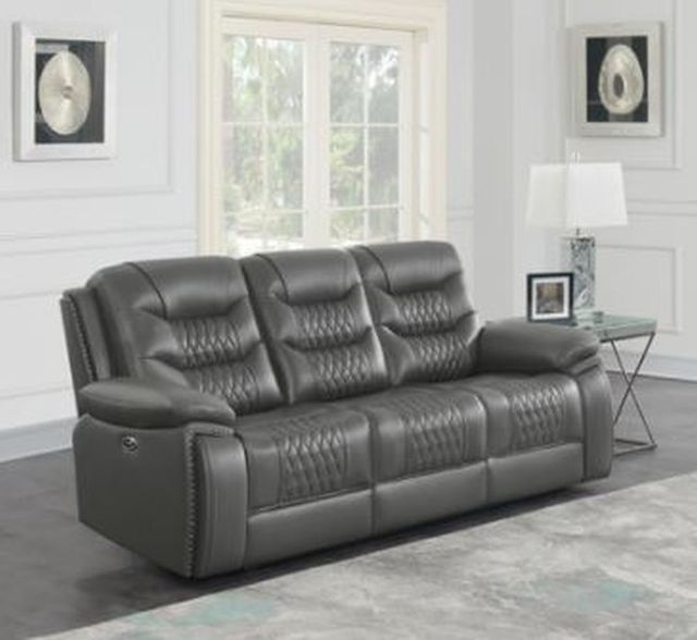 Coaster® Flamenco Charcoal Tufted Upholstered Power Sofa 6