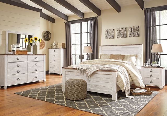 Signature Design by Ashley® Willowton White Wash Queen Panel Bed 13