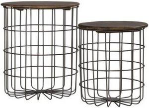 Liberty Costello Aged Chestnut/Pewter Nesting Caged Accent Tables