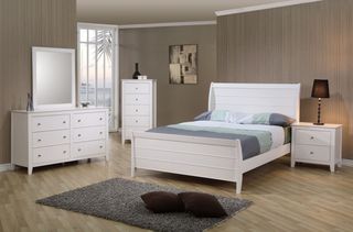 Coaster® Selena 4 Piece Crisp White Full Sleigh Bedroom Set
