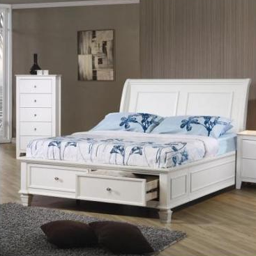 Coaster® Selena White Twin Youth Sleigh Bed With Footboard Storage 1