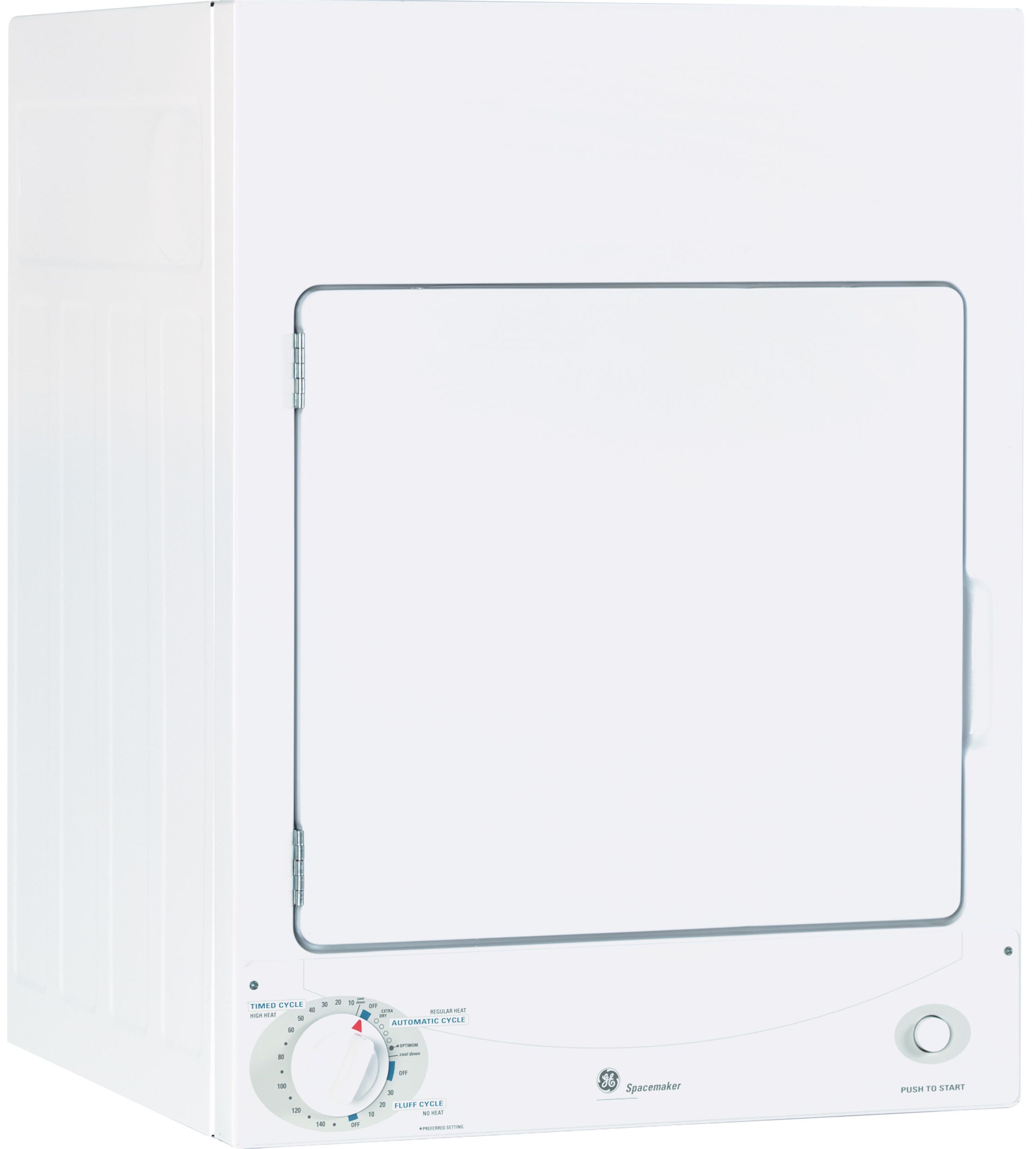 GE® Spacemaker® 3.6 Cu. Ft. White Front Load Electric Dryer-DSKS333ECWW