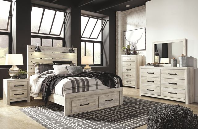 Signature Design by Ashley® Cambeck Whitewash Queen Panel Bed with 2 Storage Drawers 9