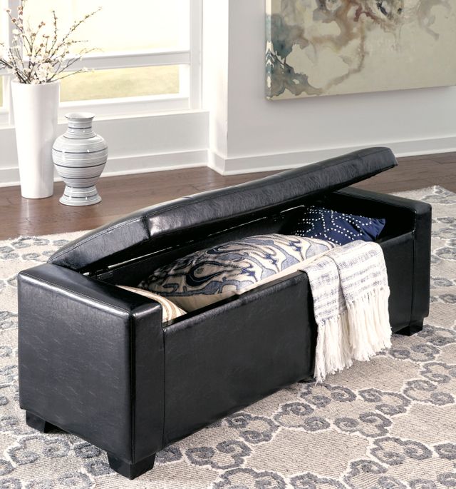 Signature Design by Ashley® Benches Black Upholstered Storage Bench 2