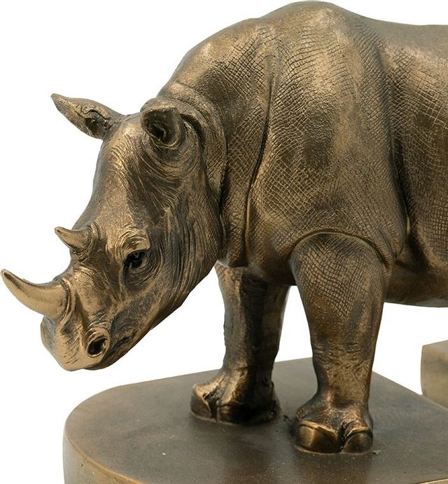 A & B Home Set of 2 Gold Rhinoceros Bookends-4