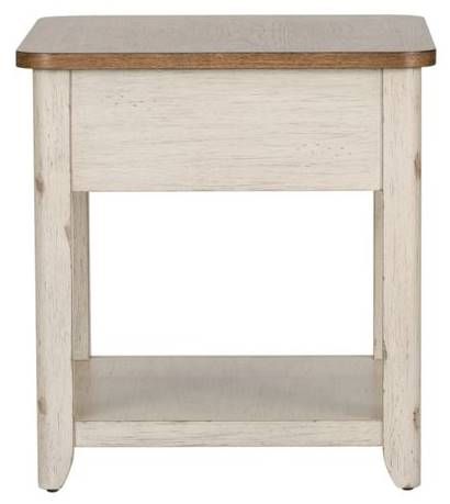 Liberty Farmhouse Reimagined End Table With Basket-2