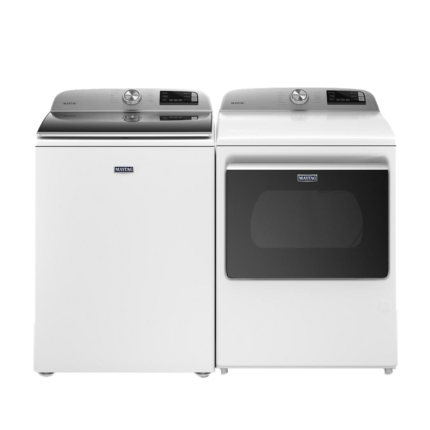 white top load washer and front load washer with glass doors