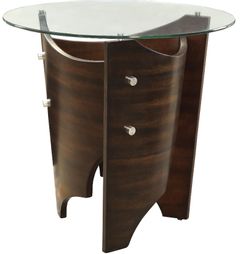Mazin Furniture Laszlo Brown Round Glass Top End Table