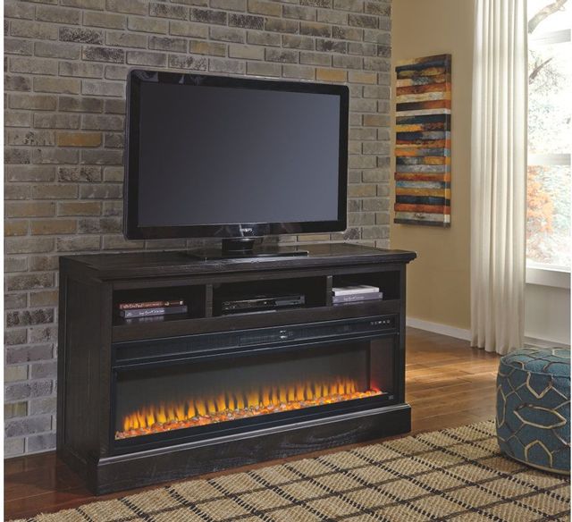 Signature Design by Ashley® Entertainment Accessories Black Wide Fireplace Insert 4