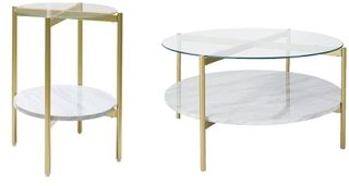 Signature Design by Ashley® Wynora 2-Piece White/Gold Living Room Tables Set