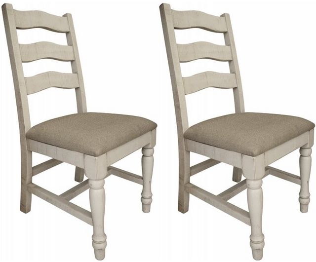 International Furniture Direct Rock Valley 2-Piece Beige/White Upholstered Dining Side Chair Set
