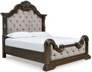 Signature Design by Ashley® Maylee Dark Brown Upholstered California King Panel Bed