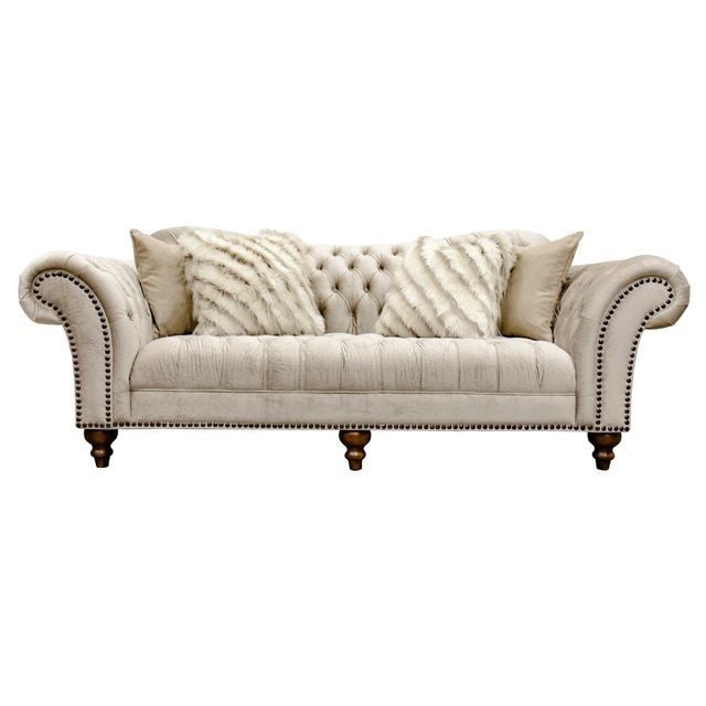 Aria Designs Lorraine Sand Paisley Tufted Sofa-1