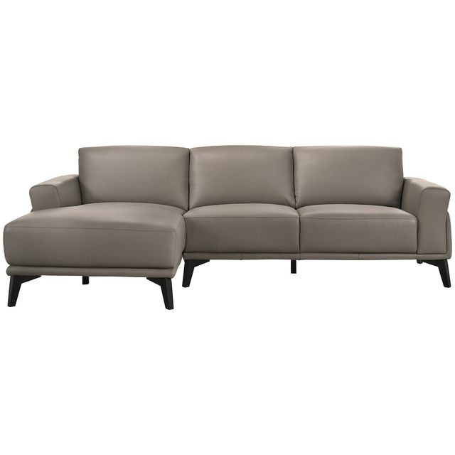 New Classic Furniture Lucca Slate Leather Sofa w/ Chaise-0