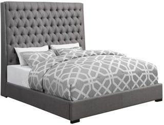 Coaster® Camille Grey Eastern King Button Tufted Bed