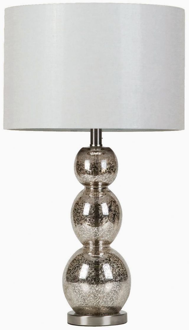 Coaster® Mineta White And Antique Silver Drum Shade Table Lamp