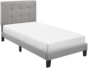 Crown Mark Rigby Gray Twin Adjustable Headboard Upholstered Platform Youth Bed