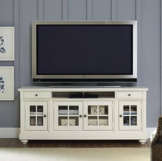 Liberty Furniture Harbor View Distressed Linen 74" Entertainment TV Stand-3