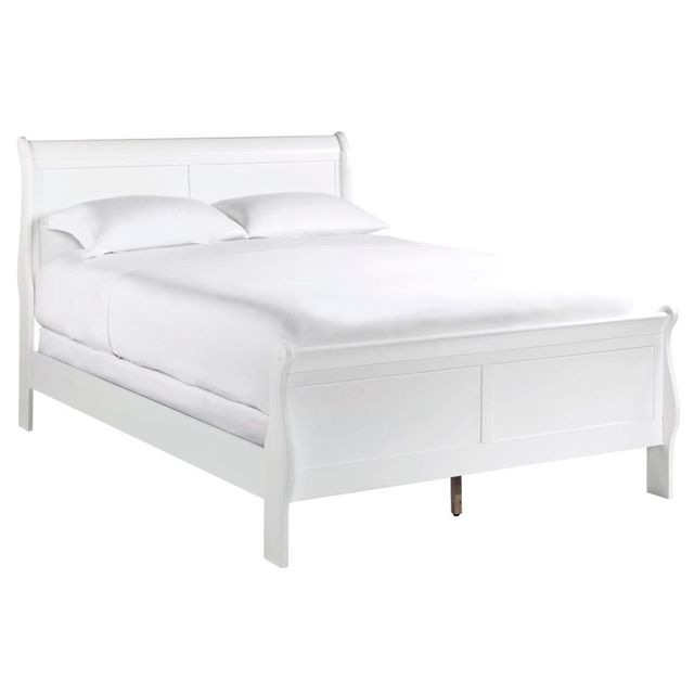 Homelegance Mayville White Queen Sleigh Bed, Dresser, Mirror & Nightstand-1