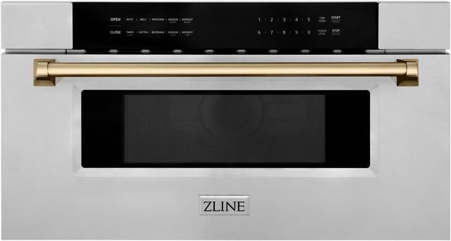 ZLINE Autograph Edition 1.2 Cu. Ft. Stainless Steel with Champagne Bronze Accents Microwave Drawer