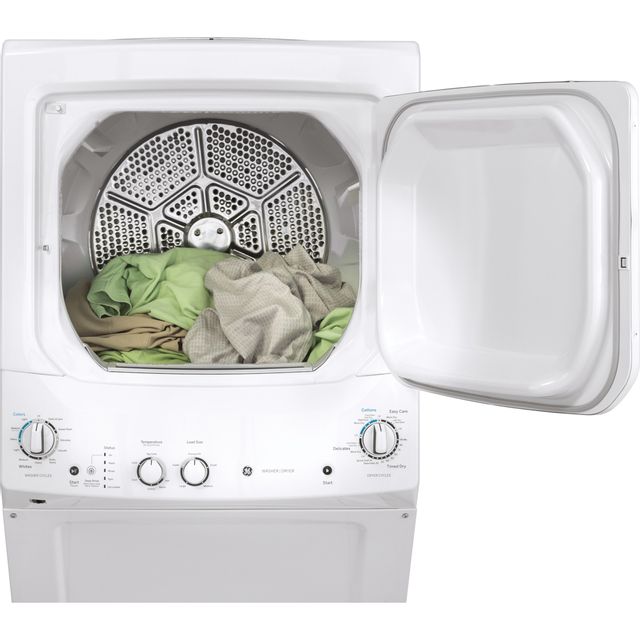 GE® Unitized Spacemaker 4.4 Cu. Ft. Washer, 5.9 Cu. Ft. Dryer White Electric Stack Laundry 6