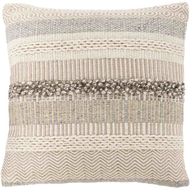 Surya Lorens Medium Gray 20"x20" Pillow Shell with Down Insert-0