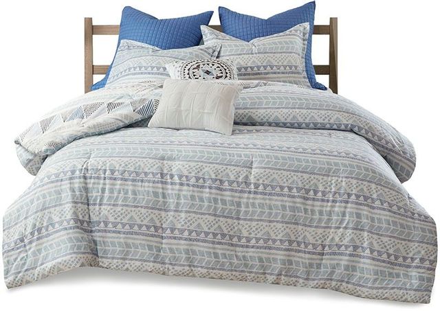 Olliix by Urban Habitat Rochelle 7 Piece Blue Full/Queen Cotton ...