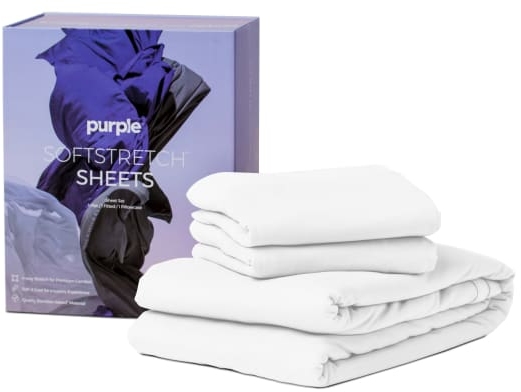 Purple® SoftStretch True White Split King Sheet Set