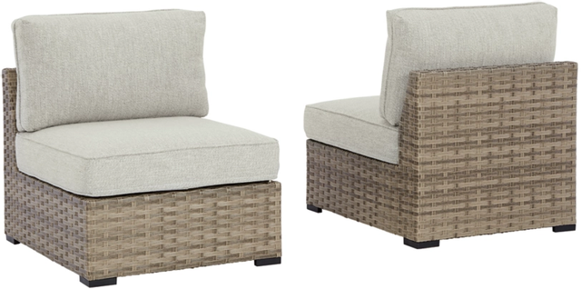Signature Design by Ashley® Calworth 2-Piece Beige Outdoor Armless Chair Set-0