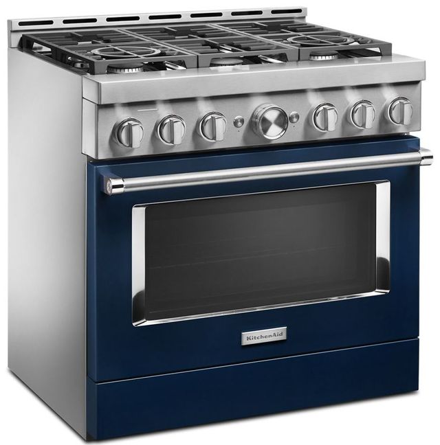 KitchenAid® 36" Ink Blue Pro Style Gas Range 1