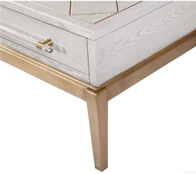 Bassett Mirror Perrine White Cocktail Table with Antique Gold Base ...