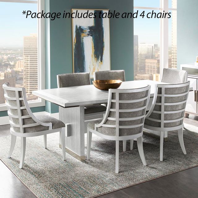 Taylor Trace White Rectangular Dining Table and 4 Side Chairs-0