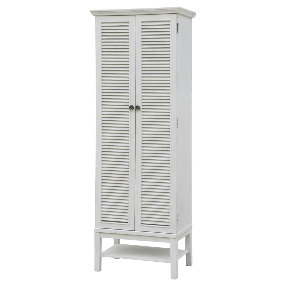 Crestview Collection Magnolia Louvered 2 Door Tall White Storage Cabinet