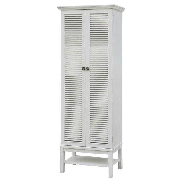 Crestview Collection Magnolia Louvered 2 Door Tall White Storage Cabinet-0