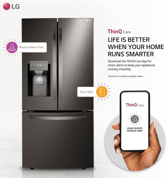 LG 33 in. 24.5 Cu. Ft. PrintProof™ Black Stainless Steel French Door Refrigerator-2